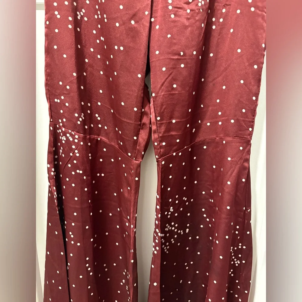 Line + Dot Burgundy Flared Pants - Picture 4 of 12